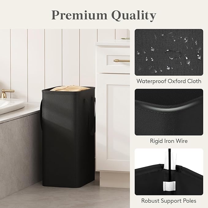 Lifewit 50L Slim Laundry Hamper, Narrow Small Laundry Basket with Handle for Dirty Clothes, Collapsible Tall Thin Laundry Bin