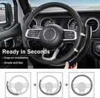 3-Piece Carbon Fiber Steering Wheel Cover, Custom Fit for Jeep Wrangler 2018-2026 Gladiator 2020-2026,Quick Install Ultra-Thin & Non-Slip,Interior Car Accessories for Men Women(Gloss Black)