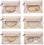 VLANDO Travel Jewelry Box Organizer – Portable PU Leather Jewelry Case with 6/8/12 Zippered Pouches, Compact Storage for Earr