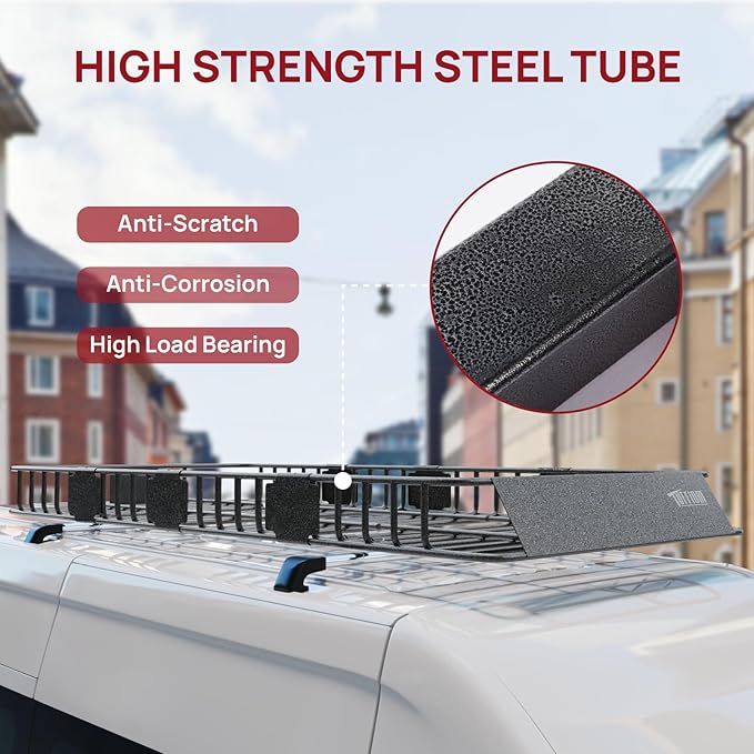 Bonnlo 250lbs Extendable Rooftop Cargo Carrier,84 * 39 * 5.5inch Universal Roof Rack Basket with Rubber Net,Storage Bag,Straps,for SUV/Truck/Van