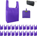 BeeGreen Purple Reusable Grocery Bags Wholesale Purple Reusable Kitchen Bags Bulk Foldable-Machine Washable with Zipper Storage Pouch 20 Packs