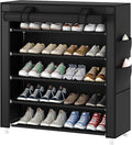 Laiensia 5-Tier Vertical Shoe Rack Organizer, Space Saving Shoe Storage Organizer, Non-Woven Cover Shoe Shelf Holds 20-25 Pai