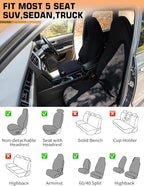 Universal Car Seat Cover Towel, Waterproof Washable Sweat Protection for Front Bucket Seats, Non-Slip Fit, Fits Cars SUVs Tru