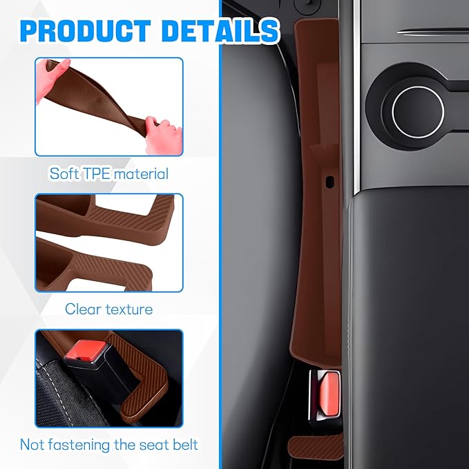 2PCS Car Seat Gap Filler Organizer, Car Seat Organizer, Multifunctional Seat Gap Storage Box for Phone Key, Fill The Gap & Stop Things from Dropping, Universal for Most Vehicles (Dark Brown)