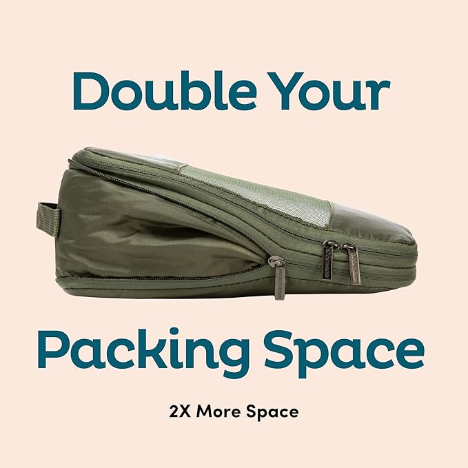 6-Pack Large Compression Packing Cubes for Travel - Lightweight Compression Packing Cube Set, Water-Resistant Luggage Organiz