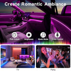 Interior Car Lights with Wireless APP and Remote Control, 5 in 1 RGB Ambient Lighting Kit with 236 inches Fiber Optic, 16 Million Colors Car Neon Strip with Music Mode