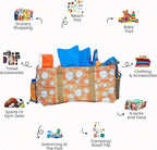 Extra Large Utility Tote Bag - Oversized Collapsible Reusable Wire Frame Rectangular Canvas Basket With Two Exterior Pockets For Beach, Pool, Laundry, Car Trunk, Storage - Volleyball