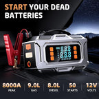 Jump Starter with Air Compressor 8000A Car Battery Jump Starter (9.0 Gas/8.0L Diesel) 180PSI Car Battery Jumper Starter