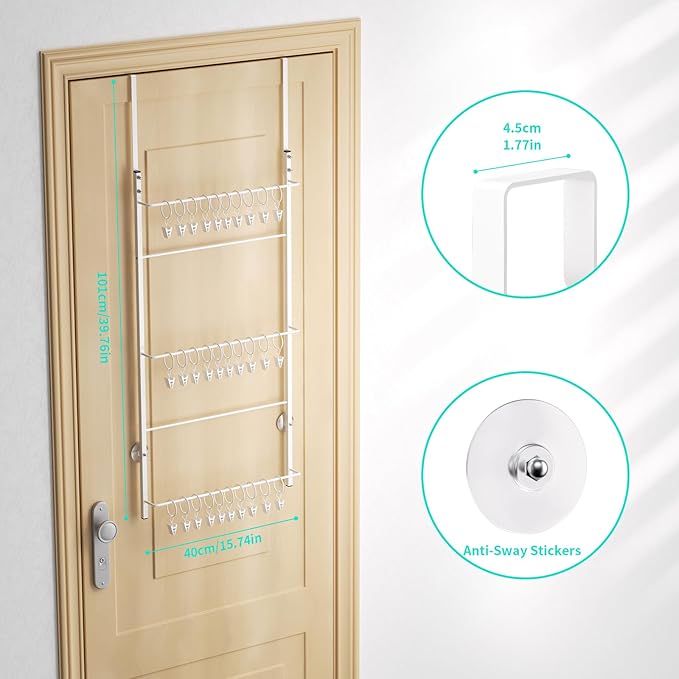 HapiRm Over Door Hat Rack - 3 Tier Wall Mounted Hat Organizer with 30 Movable Clips, Baseball Cap Organizer Storage Holds up 