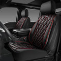 CAR PASS Piping Luxury PU Leather Two Front Car Seat Covers, Waterproof Anti Slip Seat Covers Compatible with Front Seat Armr