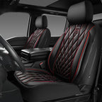 CAR PASS Piping Luxury PU Leather Two Front Car Seat Covers, Waterproof Anti Slip Seat Covers Compatible with Front Seat Armr
