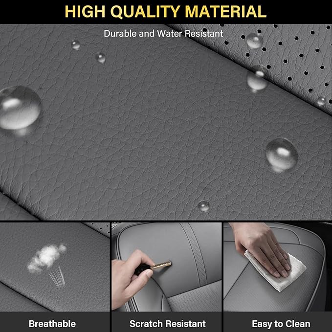 Coverado Chevy Silverado Seat Covers Full Set, Faux Leather Car Seat Covers Fit for 2014-2018 1500, 2015-2019 2500HD 3500HD C
