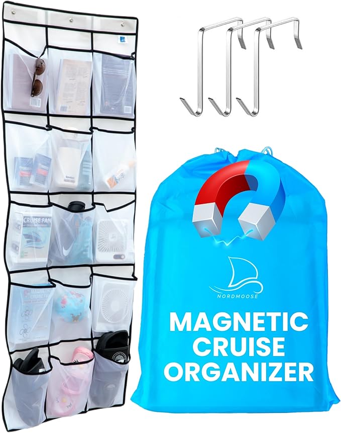 Nordmoose Cruise Ship Magnetic Door Organizer, Over The Door Organizer For Cruise Ships, Magnetic Shoe Rack - 3 Strong Anti-S