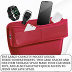msyuusr Luxury Car Organizer, Rectangular Leather Storage Box, Red, 3 Compartments, Stable & Waterproof, 8.26 x 1.48 Inches