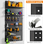 4 Pack Metal Pegboard Panels 24" x 12" Black Heavy Duty Steel Pegboard Wall Organizer, Garage Utility Tools Pegboard Storage 