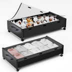 KITHELP Under Bed Storage with Wheels, Wooden Under Bed Drawers 2 Packs, Rolling Underbed Storage Containers Organizer with H