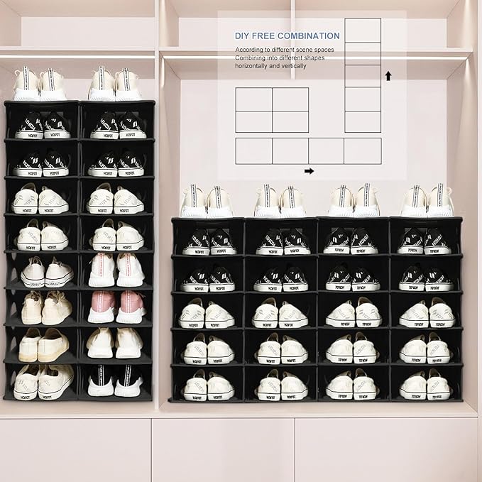 6-Tier Thickened Shoe Rack, Stackable Storage Organizer for Bedroom Entry, Adjustable Rack, Shoe Slots Shelf, Easy Tower Rack