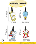 Peanuts Woodstock and Snoopy Luggage Tags 4 Pack Official License, PVC Bag Tags and Travel Tags for Luggage and Backpacks