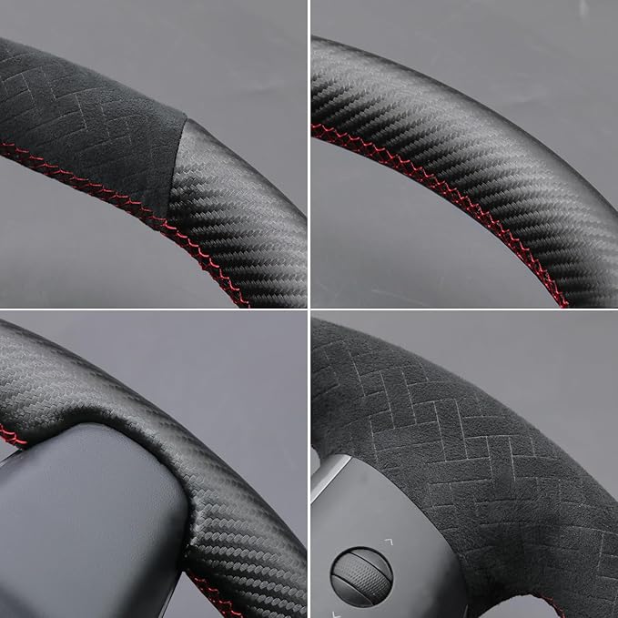 MEWANT Hand Stitched Steering Wheel Cover for Tesla Model 3 2017-2023 / Model Y 2020-2023 for Tesla Model 3/Y Accessories(3D Style)