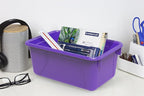 Storex Small Cubby Bins – Plastic Storage Containers for Classroom, 12.2 x 7.8 x 5.1 inches, Purple, 5-Pack (62419U05C)
