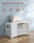 VASAGLE Storage Chest, Storage Bench with 2 Safety Hinges, Farmhouse Style, 15.7 x 31.5 x 18.1 Inches, for Entryway, Bedroom,