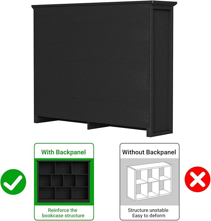 Unikito 10 Cube Storage Book Shelf - 50" Wide Wood Cube Storage Organizer, Wooden 3 Tiers Floor Standing Low Bookcase for Liv