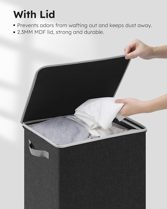 SOLEDI Laundry Hamper with Lid 90L Large & Tall Collapsible Laundry Basket, Clothes Hamper with Bag Removable Easy to Carry, 