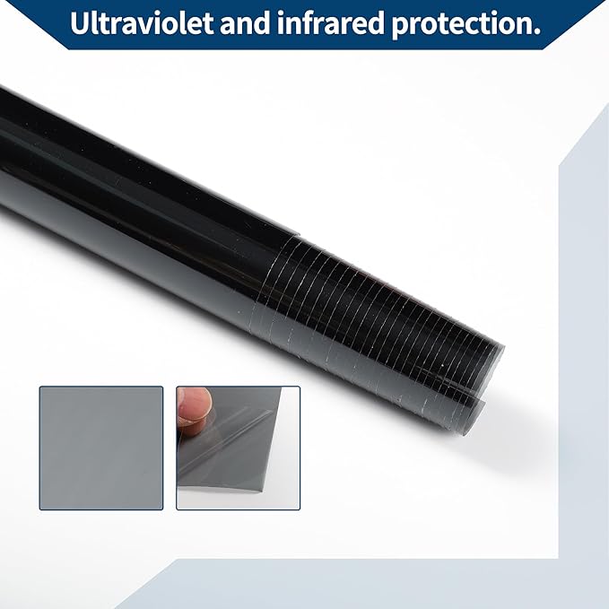 Car Window Tint Film Window Privacy Film Car Carbon 2 PLY PET 24.61 ft x 23.62 Inch 1 Pc Black VLT 50% IRR 32% UVR 95%