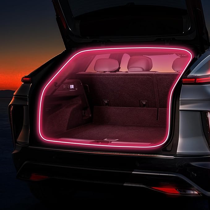 HOLDCY Car LED Strip Lights - Trunk Cargo Ambient Lighting, Pink 10000K, 118.11 inches Flexible Cuttable LED Light Strip, Easy Install, Waterproof, Universal Fit for Car Trunks, SUVs, and Vans