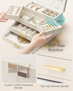 Vlando 4 Layers Jewelry Box - Women Jewelry Box with Retractable Tray - Jewelry Organizer with Drawer for Necklaces, Rings, B