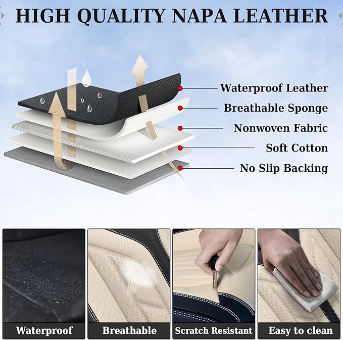 Coverado Front Seat Covers, Car Seat Covers Front Seats, Leather Seat Covers for Cars, Automotive Seat Covers Car Seat Protec