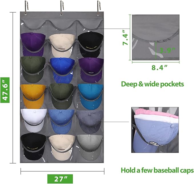 Dofilachy Hat Rack - Hat Organizer - Hat Racks for Baseball Caps, Visible Hat Holder - Baseball Hat Rack for Wall Door with 3