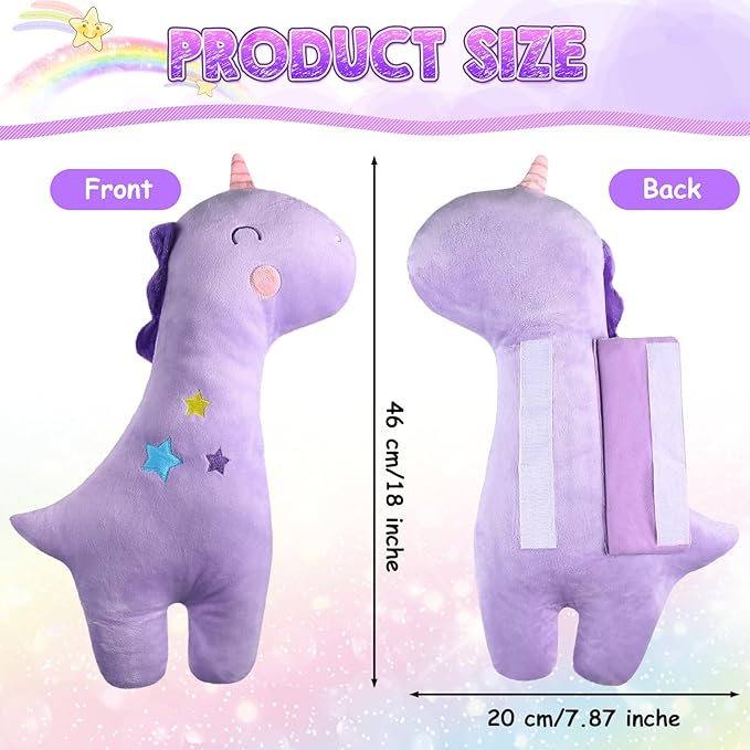 Lenwen 2 Pcs Seat Belt Pillow for Kids Cover for Boys Girls Seatbelt Cushion Pillow for Toddler Car Strap Covers for Travel Sleep Neck Head Support Pad(Unicorn,Purple)