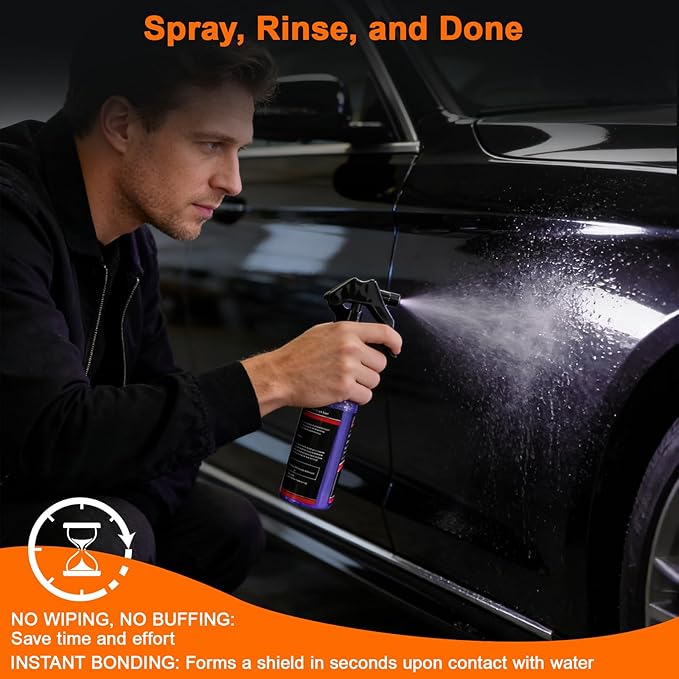 Hydrophobic Glass Coating Spray for Car, Quick-Dry Water-Activated Windshield Rain Repellent, Long-Lasting Protection for Aut