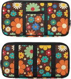 Car Sun Visor Storage Bag,Hippie Flower Design Car Accessories with Zipper Visor Storage Pouch Tactical Panel Adjustable Straps for SUV Truck