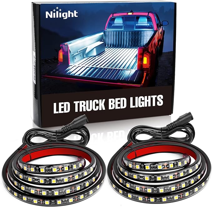 Nilight - TR-05 2PCS 60 Inch 180 LEDs Bed Strip Kit with Waterproof on/Off Switch Blade Fuse 2-Way Splitter Extension Cable for Cargo, Pickup Truck, SUV, RV, Boat , 2 Years Warranty