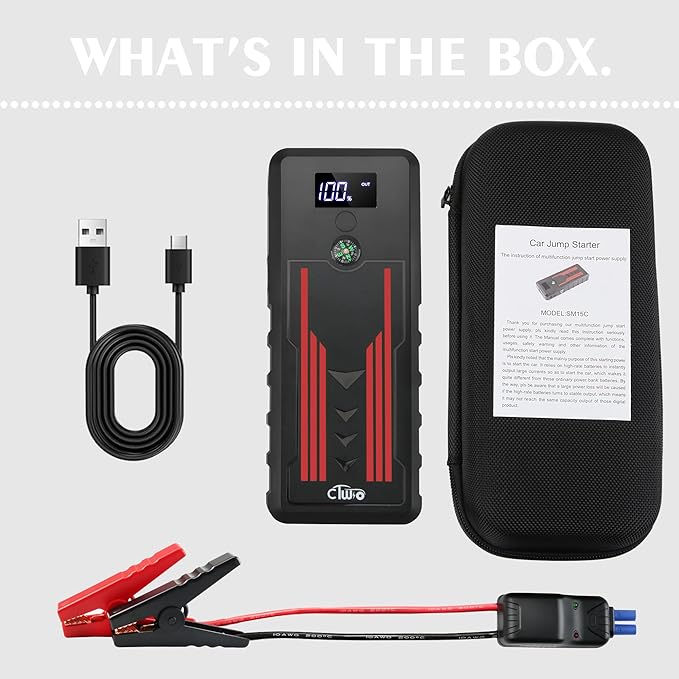 Car Jump Starter 1000A, CTWJO Portable Jump Starter Battery Pack for Up to 7.2L Gas and 5.5L Diesel Engines, 12V Jump Box