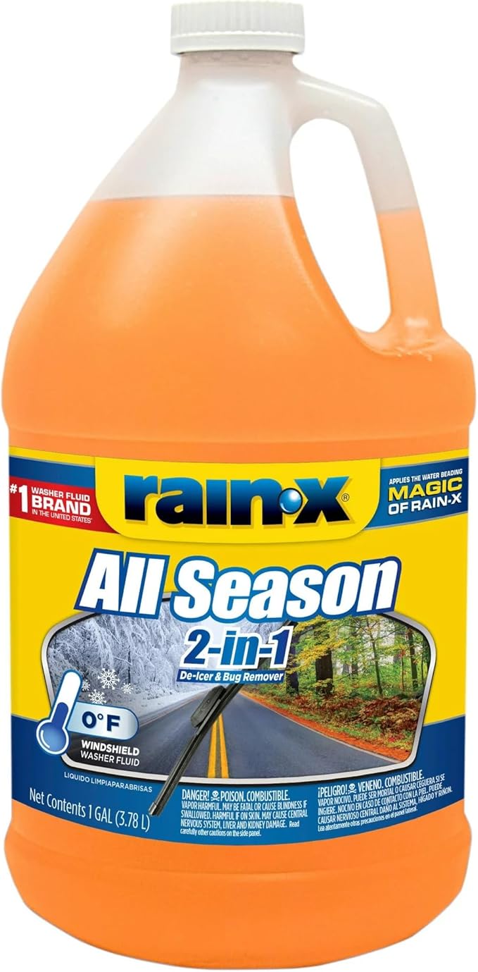 Rain-X All Season 0°F 2-in-1 De-Icer & Bug Remover Windshield Washer Fluid - 1 Gallon (Pack of 6)