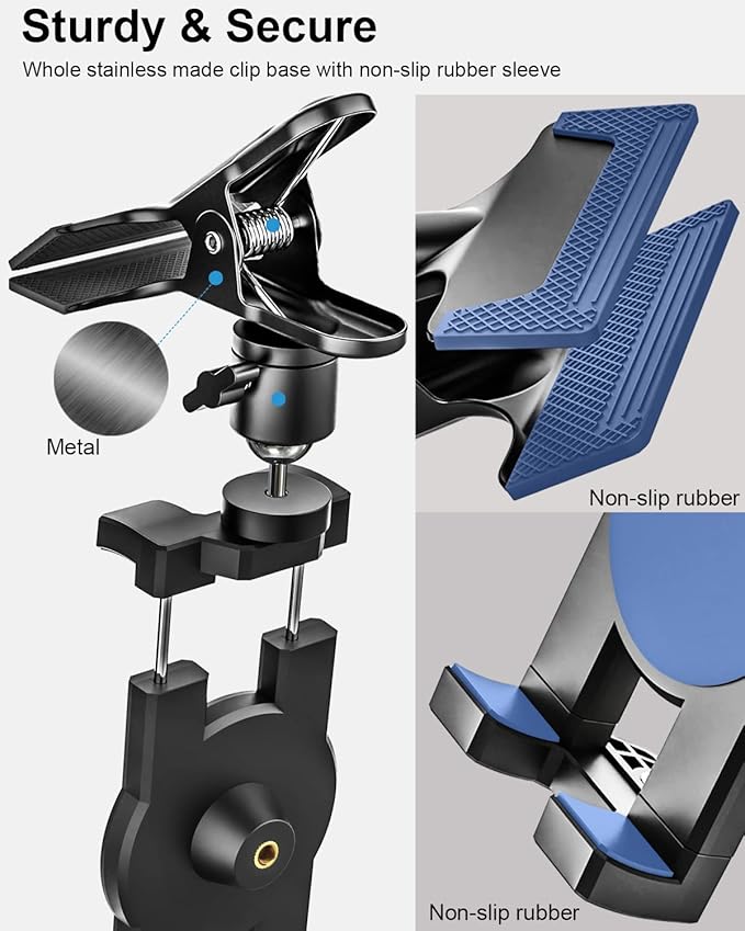 woleyi Sun Visor Car Tablet Holder, Visor Clip Tablet Mount for Car, 360° Rotation Universal Steering Wheel Tablets Clamp with 1/4'' Screw for iPad Pro Air Mini, Phone, Switch, 4.7-13" Devices/Camera