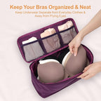 Cambond Travel Underwear Organizer Bag - 4-in-1 Soft Double Layer Bra Travel Bag, Portable Expandable Compression Packing Org