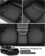 Powerty Floor Mats for 2023 2024 2025 2026 Honda HR-V HRV Accessories All Weather Floor Liner 3D TPE 1st & 2nd Row Floor Mat Heavy-Duty Floor Liners