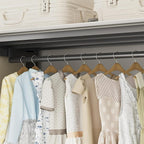 Heavy Duty Portable Closet Wardrobe, Garment Rack with Cover & Hanging Rods, Freestanding Wardrobe with Magnetic Door, Metal 