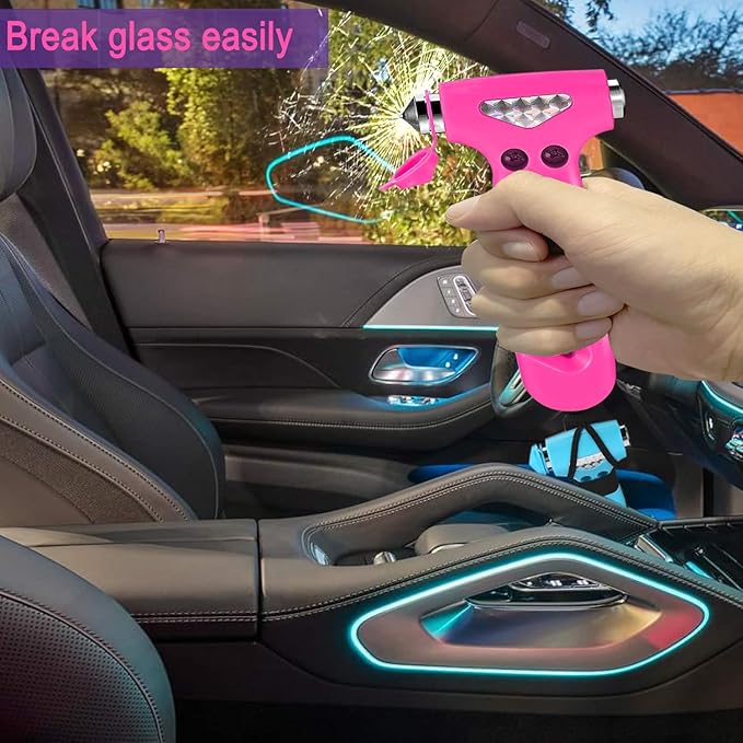 2 Pack Car Safety Hammer, 3-in-1 Emergency Escape Tool Window Breaker and Seat Belt Cutter with Light Reflective Tape for Fam
