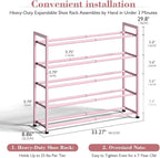 Bumusty 5-Tier Expandable Shoe Rack for Closet, 18“-33” Adjustable Shoe Rack for Small Space, Small Shoe Organizer for Front 
