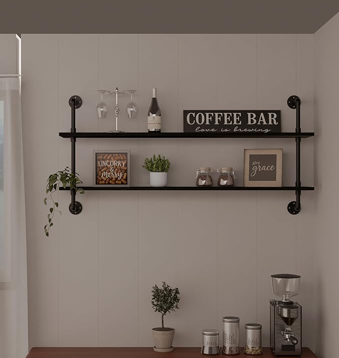 Floating Bookshelf Shelves Industrial Pipe Shelving Pipe Shelves Rustic Wall Shelf 48 Inch Farmhouse Book Shelves for Wall Mo
