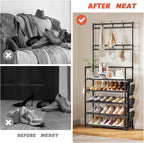 Shoe Rack 5 Tier Shoe Organizer Storage 15-20 Pairs Shoes Rack for Closet Entrance Shoe Rack Organizer with Hooks and Side Po
