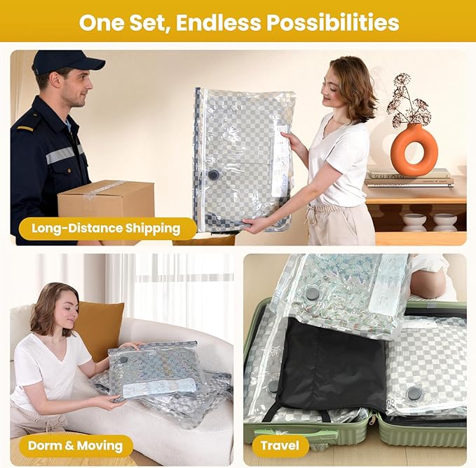 Vacuum Bags for Travel with Rechargeable Digital Display air Pump,15 PCS Combo Travel Size Vacuum Seal Bags for Luggage and S