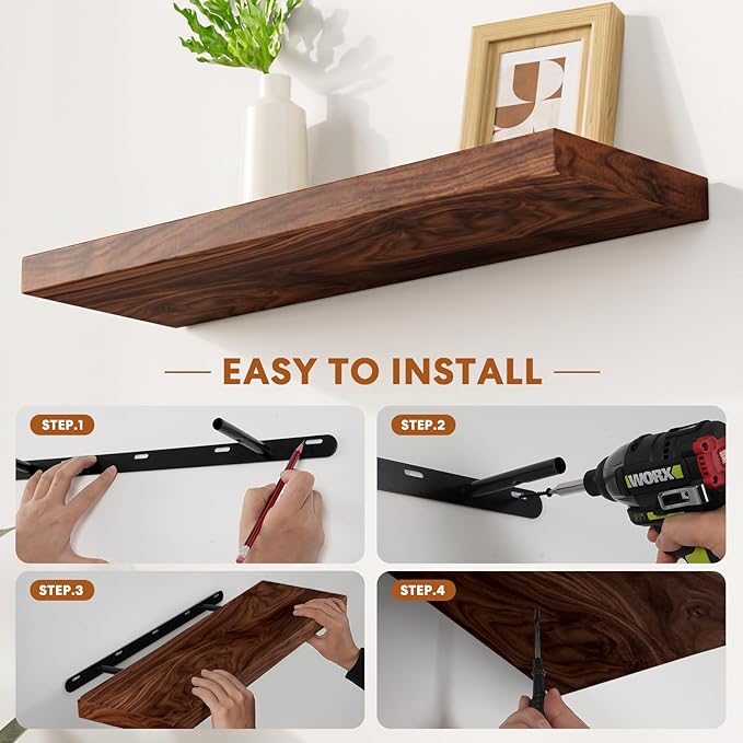 Floating Shelves for Wall Rustic Farmhouse 24 Inch Floating Shelf Wooden Shelves for Wall Pine Wood Shelf with Unique Natural