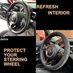 PINCTROT Chenille Leather Steering Wheel Cover, Soft Mottled Colors, Sweat-Proof, Non-Slip Grip, All-Season Comfort, Universa