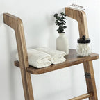 Taozun 67-Inch Wooden Blanket Ladder with Shelf for Living Room - 5-Tier Farmhouse Towels and Quilt Rack Decor - Leaning Wall